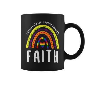 Faith Lgbt Gay Pride Boho Rainbow Faith Funny Gifts Coffee Mug | Mazezy