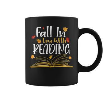 Fall In Love With Reading Fall Leaves Autumn Thanksgiving Coffee Mug - Seseable