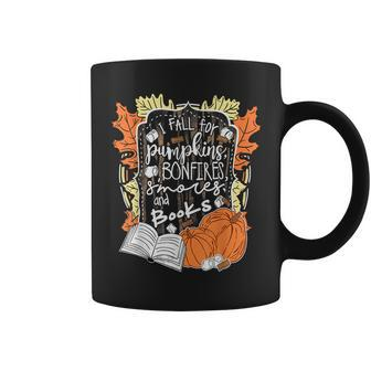 I Fall For Pumpkins Bonfires S'mores Books Halloween Reader Halloween Coffee Mug | Mazezy