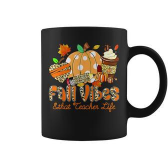 Fall Vibes & That Teacher Life Apple Pencil Pumpkin Fall Coffee Mug - Monsterry