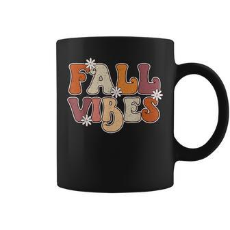 Fall Vibes Retro Groovy Thanksgiving Autumn Fall Lover Women Coffee Mug - Seseable