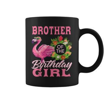 Family Flamingo Matching - Brother Of The Birthday Girl Coffee Mug | Mazezy