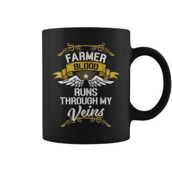 Farmer Blood Runs Through My Veins Coffee Mug - Seseable