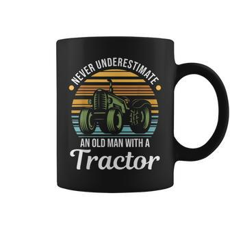 Farmer Never Underestimate An Old Man With A Tractor Gift For Mens Coffee Mug - Seseable