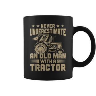 Farmer Never Underestimate And Old Man With A Tractor Coffee Mug - Thegiftio UK