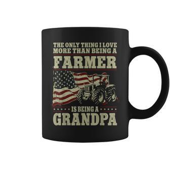Farming Farmer Grandpa Vintage Tractor American Flag The Coffee Mug | Mazezy AU