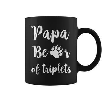 Father Of Triplets Papa Bear Fathers Day Coffee Mug | Mazezy