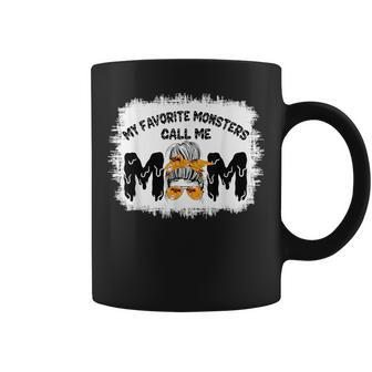 My Favorite Monsters Call Me Mom Messy Bun Happy Halloween Coffee Mug - Monsterry CA