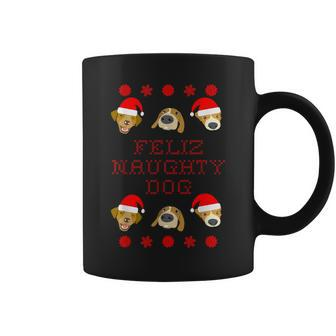 Feliz Naughty Dog Ugly Christmas Sweater-Style Coffee Mug | Mazezy
