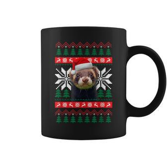Ferret Ugly Christmas Sweater Style Santa Hat Animal Coffee Mug - Monsterry AU