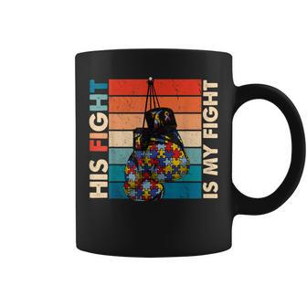 His Fight Is My Fight Boxing Glove Vintage Autism Awareness Coffee Mug - Monsterry DE