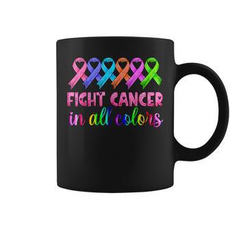 Fight Cancer In All Color Feather Breast Cancer Awareness Coffee Mug | Mazezy
