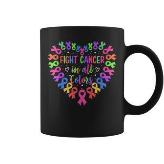 Fight Cancer In All Color Heart Breast Cancer Awareness Coffee Mug | Mazezy