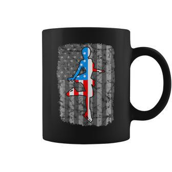 Figure Skating American Flag Vintage United States July 4Th Coffee Mug | Mazezy