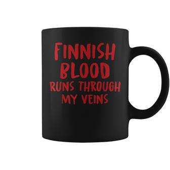 Finnish Blood Runs Through My Veins Novelty Sarcastic Word Coffee Mug - Seseable
