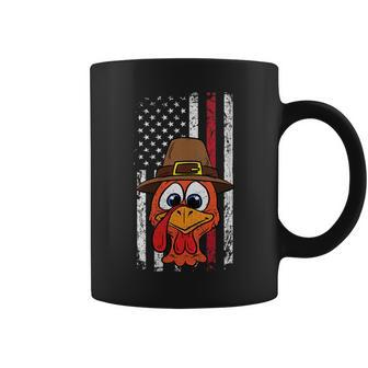 Firefighter American Flag Red Line Thanksgiving Day Turkey Coffee Mug | Mazezy