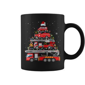 Firefighter Fire Truck Christmas Tree Lights Santa Fireman Coffee Mug - Seseable