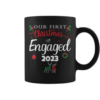 Our First Christmas Engaged 2023 Pajamas Couples Matching Coffee Mug | Mazezy