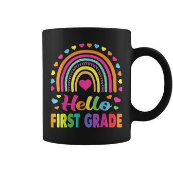 First Grade Rainbow Team Hello 1St Grade Rocks Squad Teacher Coffee Mug | Mazezy