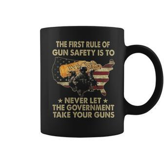 The First Rule Of Gun Safety Is To Never Let On Back Coffee Mug | Mazezy