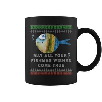 Fisherman's Fishmas Wishes Fishing Ugly Christmas Sweater Coffee Mug - Seseable