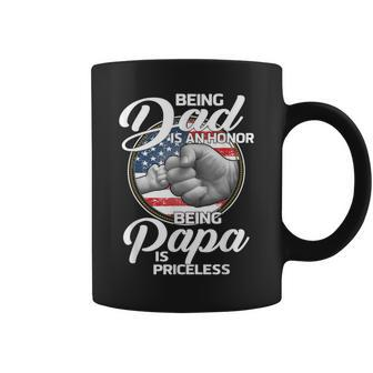 Fist Bump Being Dad Is An Honor Being Papa Is Priceless Coffee Mug - Monsterry