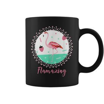 Flamazing Flamingo And Strawberries Summer Holidays Coffee Mug | Mazezy