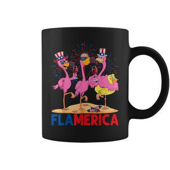 Flamerica Pink Flamingos Wine Glass Indepedence Day Summer Coffee Mug | Mazezy