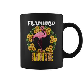 Flamingo Auntie Cute Sunflowers Flamingo Bow Tie Mothers Day Flamingo Funny Gifts Coffee Mug | Mazezy