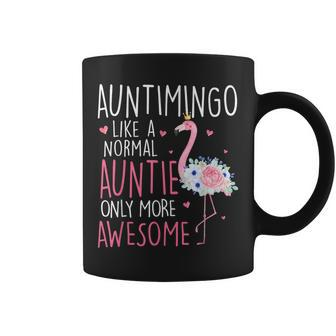 Flamingo Auntimingo Like A Normal Auntie Floral Mom Grandma Gifts For Mom Funny Gifts Coffee Mug | Mazezy