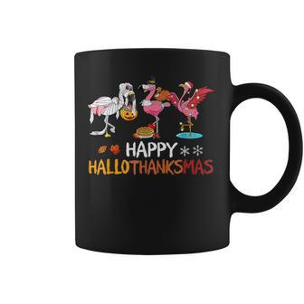 Flamingo Happy Hallothanksmas Funny Halloween Thanksgiving Halloween Funny Gifts Coffee Mug | Mazezy