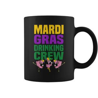 Flamingo Holding Wine Glass Mardi Gras Drinking Crew Coffee Mug | Mazezy