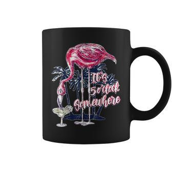 Flamingo It's 5 O'clock Somewhere Drinking Margarita Coffee Mug | Mazezy
