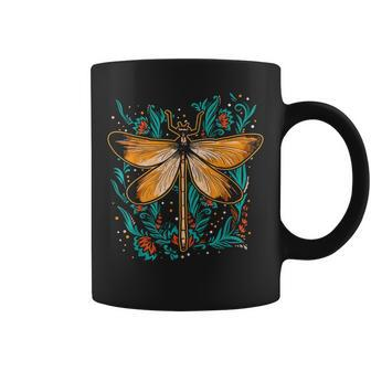 Floral Dragonfly Cottagecore Goblincore Aesthetic Coffee Mug | Mazezy