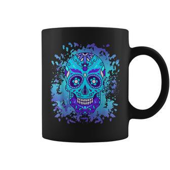 Floral Sugar Skull Day Of Death Dia De Los Muertos Coffee Mug - Monsterry AU