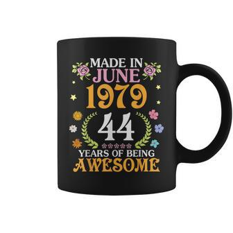 Flower Made In June 1979 Birthday 44 Years Of Being Awesome Coffee Mug | Mazezy