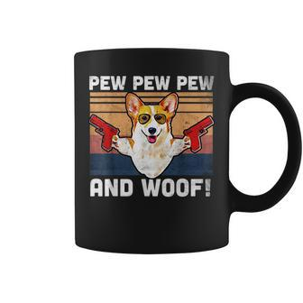 Fluffy Corgi Puppies Pew Pew Pew And Woof - Welsh Corgi Gift Coffee Mug | Mazezy