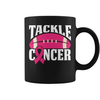 Football Cancer Breast Awareness Tackle Pink Ribbon Coffee Mug - Seseable