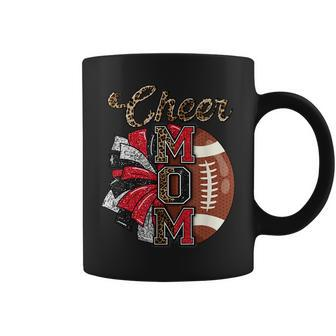 Football Cheer Mom Red Black Pom Leopard Coffee Mug - Monsterry