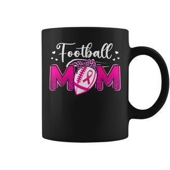 Football Mom Breast Cancer Awareness Month Leopard Ribbon Coffee Mug - Monsterry CA