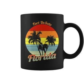 Fort Desoto Florida Retro Tropical Palm Trees Vacation Coffee Mug | Mazezy