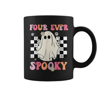 Four Ever Spooky Floral Ghost Halloween 4Th Birthday Party Coffee Mug - Seseable