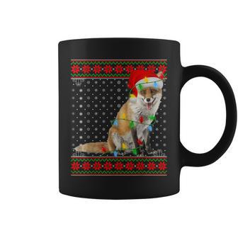 Fox Lights Xmas Ugly Sweater Santa Fox Christmas Coffee Mug - Seseable