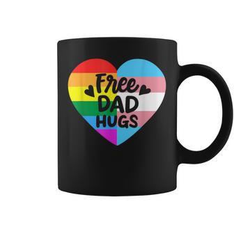 Free Dad Hugs Gay Pride Lgbt Transgender Rainbow Flag Coffee Mug | Mazezy