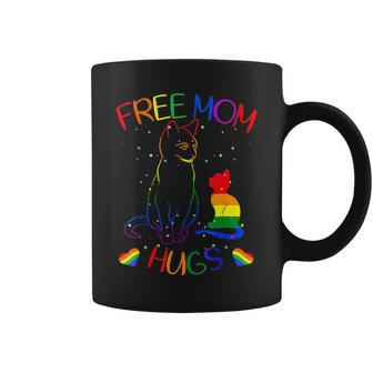 Free Mom Hugs Cat Rainbow Heart Lgbt Gay Lesbian Trans Pride Coffee Mug - Thegiftio UK