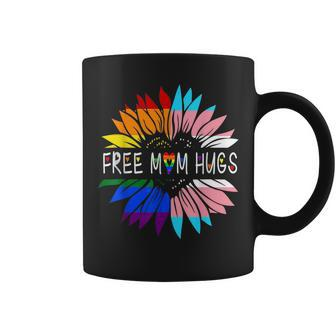 Free Mom Hugs Sunflower Rainbow Heart Lgbt Lesbian Gay Pride Coffee Mug | Mazezy