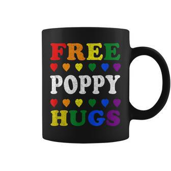 Free Poppy Hugs Rainbow Heart Lgbt Pride Month Coffee Mug | Mazezy