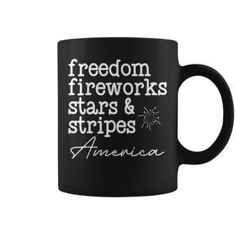 Freedom Fireworks Stars And Stripes America Family Sparklers Freedom Funny Gifts Coffee Mug | Mazezy