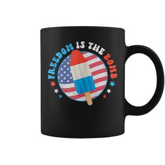 Freedom Is The Bomb Usa Flag Popsicle 4Th Of July Patriotic Coffee Mug | Mazezy