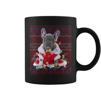 French Bulldog Christmas Lights Ugly Sweater Dog Lover Coffee Mug - Seseable